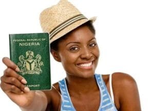 Beautiful Lady with a Nice Smile Holding Nigerian Passport