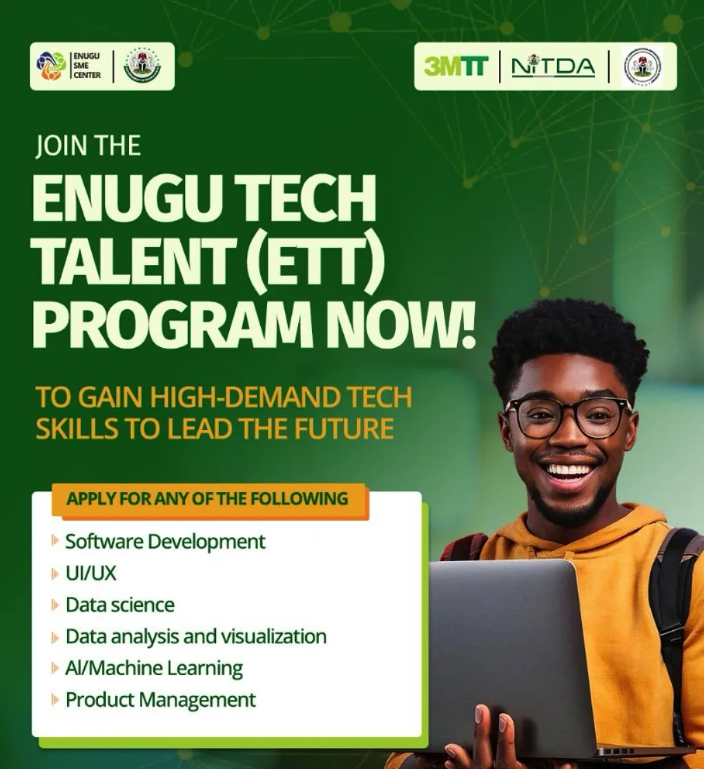 Enugu Tech Talent Training Program (ETT) 2025 – Free Tech Skills 3 Enugu Tech Talent Training Program (ETT) 2025 – Free High-Demand Tech Skills