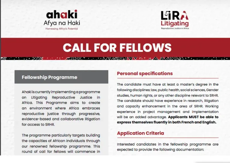 Ahaki Africa LIRA Fellowship 2026