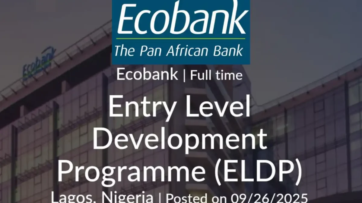 Ecobank Nigeria Entry Level Development Programme (ELDP) 2025/2026