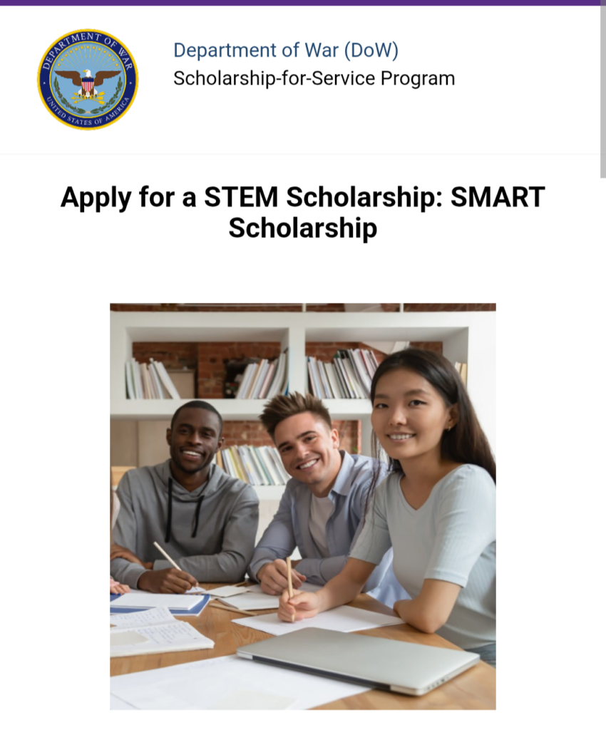 SMART Scholarship Program 2027: Full Tuition STEM Grant and Civilian Service Opportunity